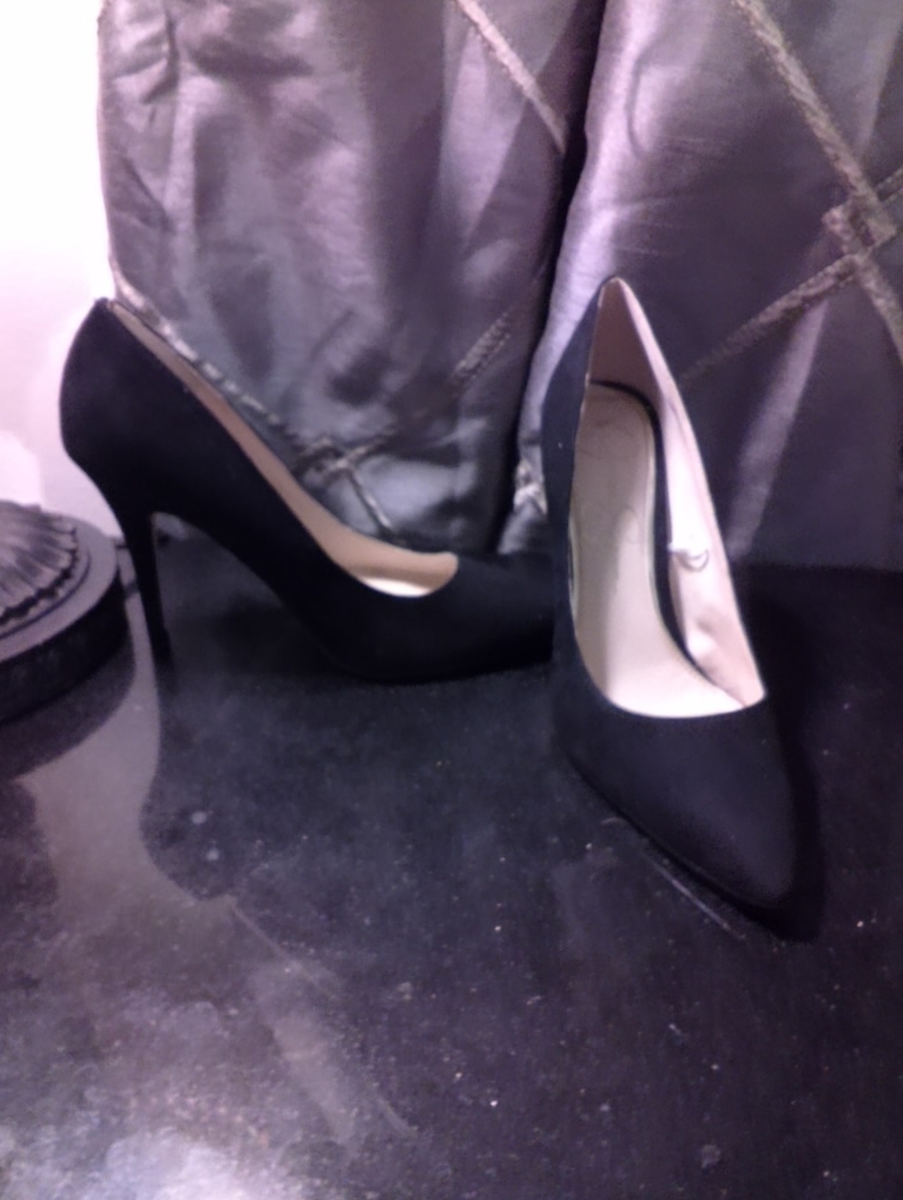 Jessica Simpson Black Suede Pointed Toe Pumps